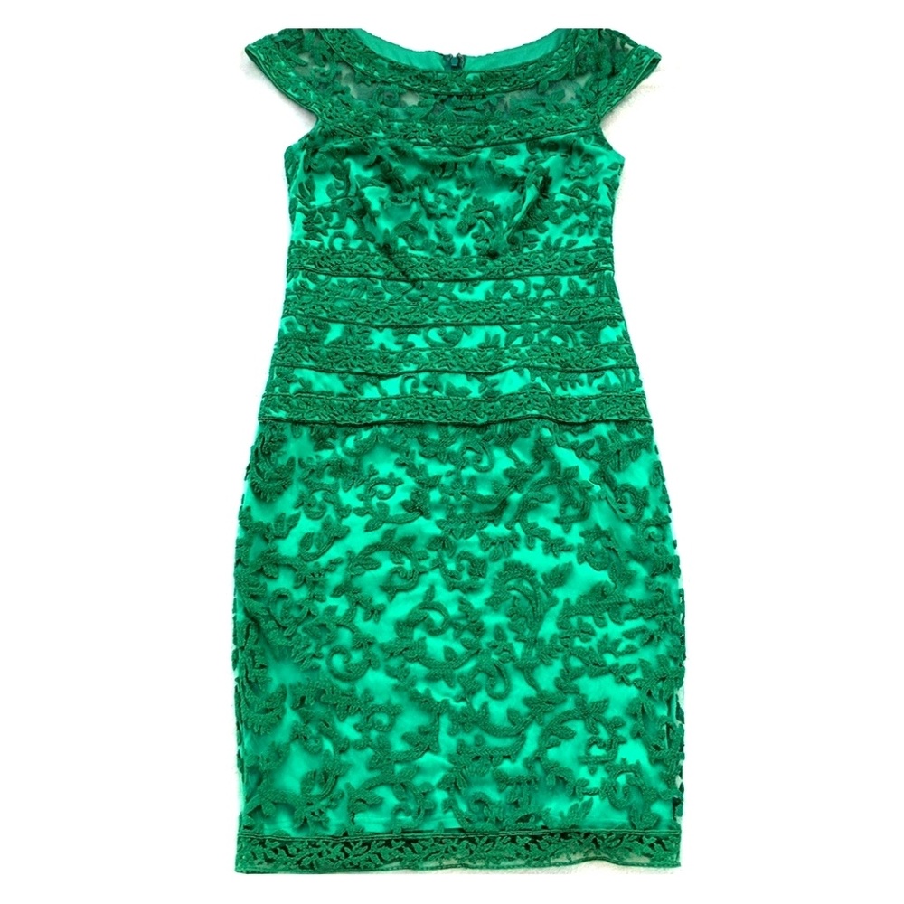 Tadashi Shoji green lace dress